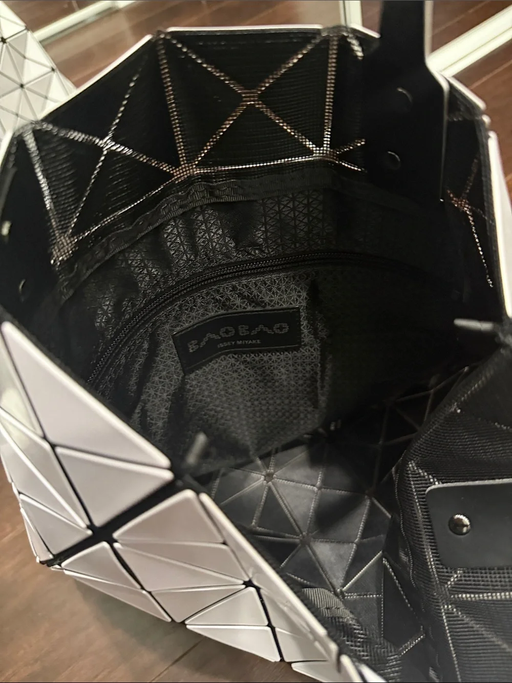 bao bao issey miyake White Geometric Tote Bag Lucent Tote